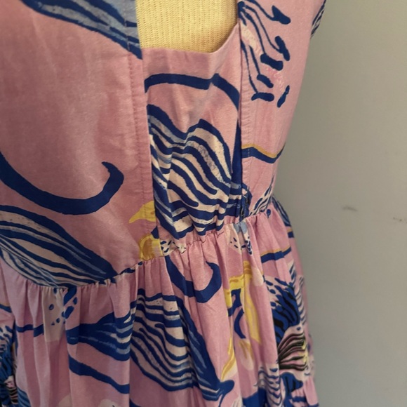 Anthro x Sarah Gordon tiered halter midi dress in lavender lilac blue floral - Picture 10 of 11